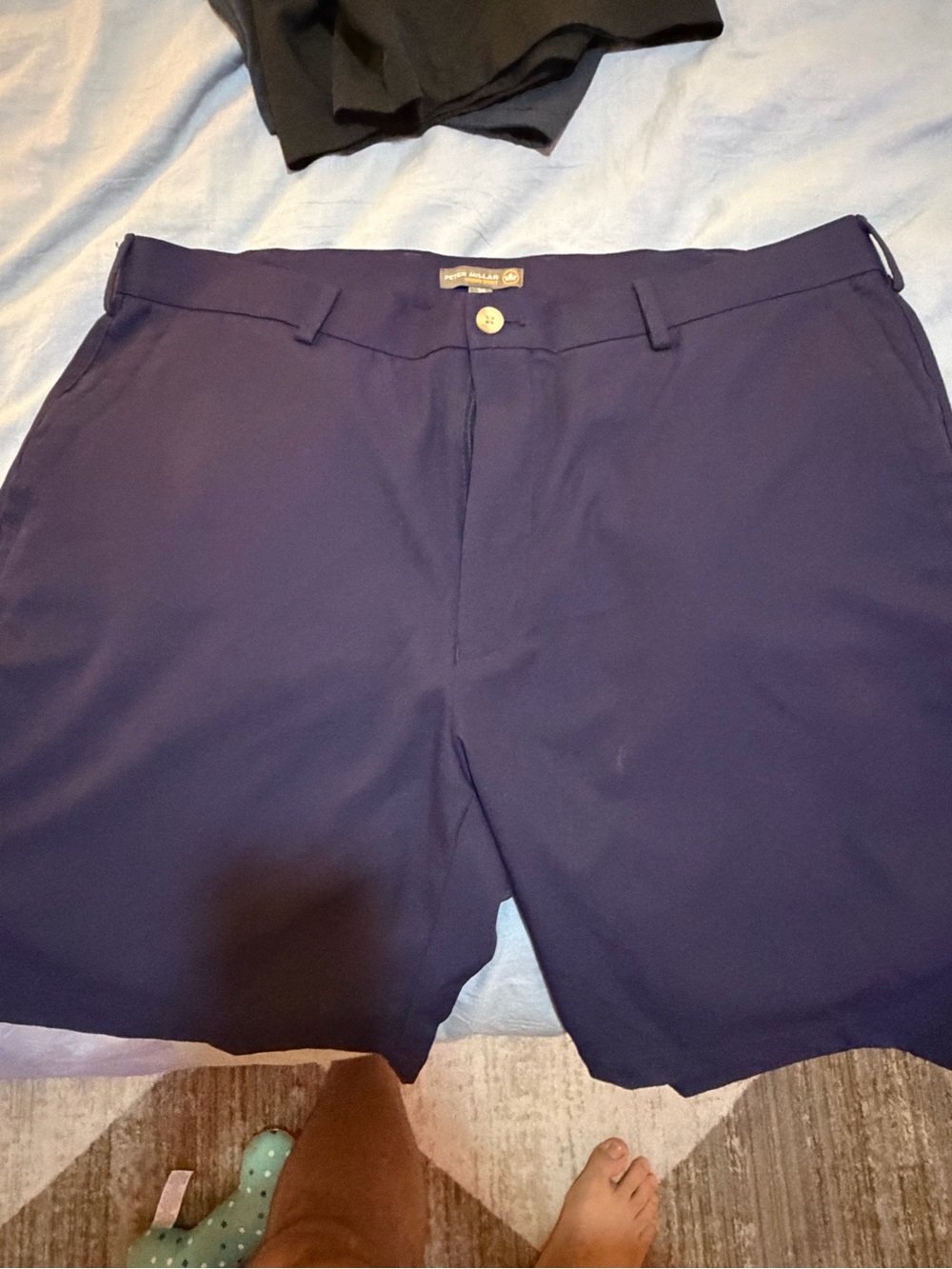 Peter Millar Navy Flat-Front Performance Shorts